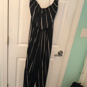 STRIPED STRAPLESS JUMPSUIT